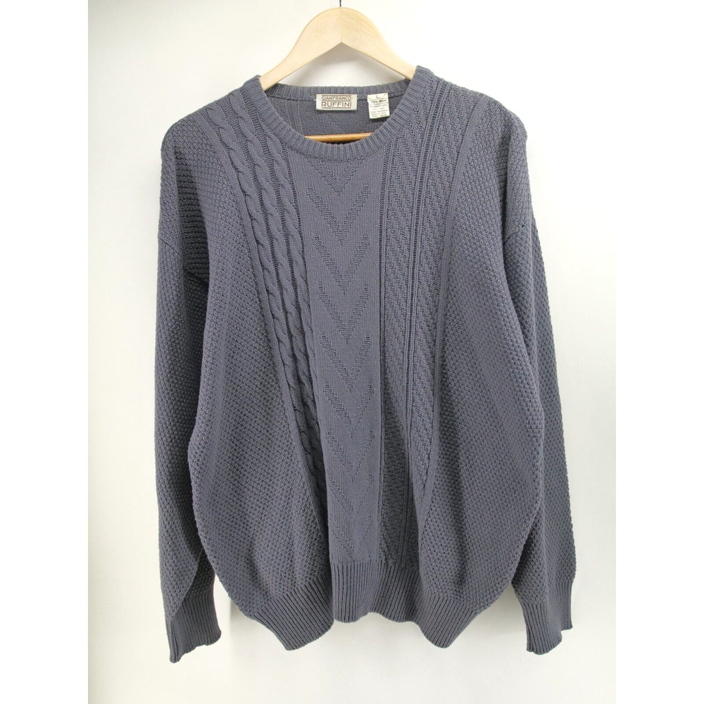Vintage Gianfranco Ruffini Wool Fisherman Sweater Size L Adult Made In Italy Men